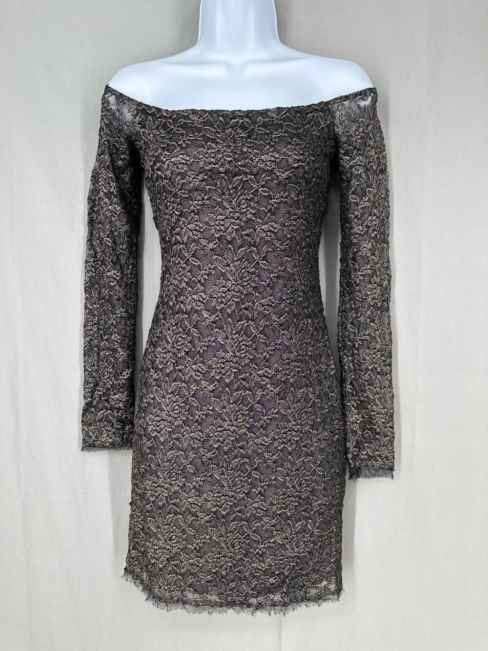 Bailey 44 Dress Small Black Mini Lace Metallic Party Holiday Whimsigoth Event